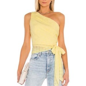 Amanda Uprichard Yellow Wrap Bexley Top
